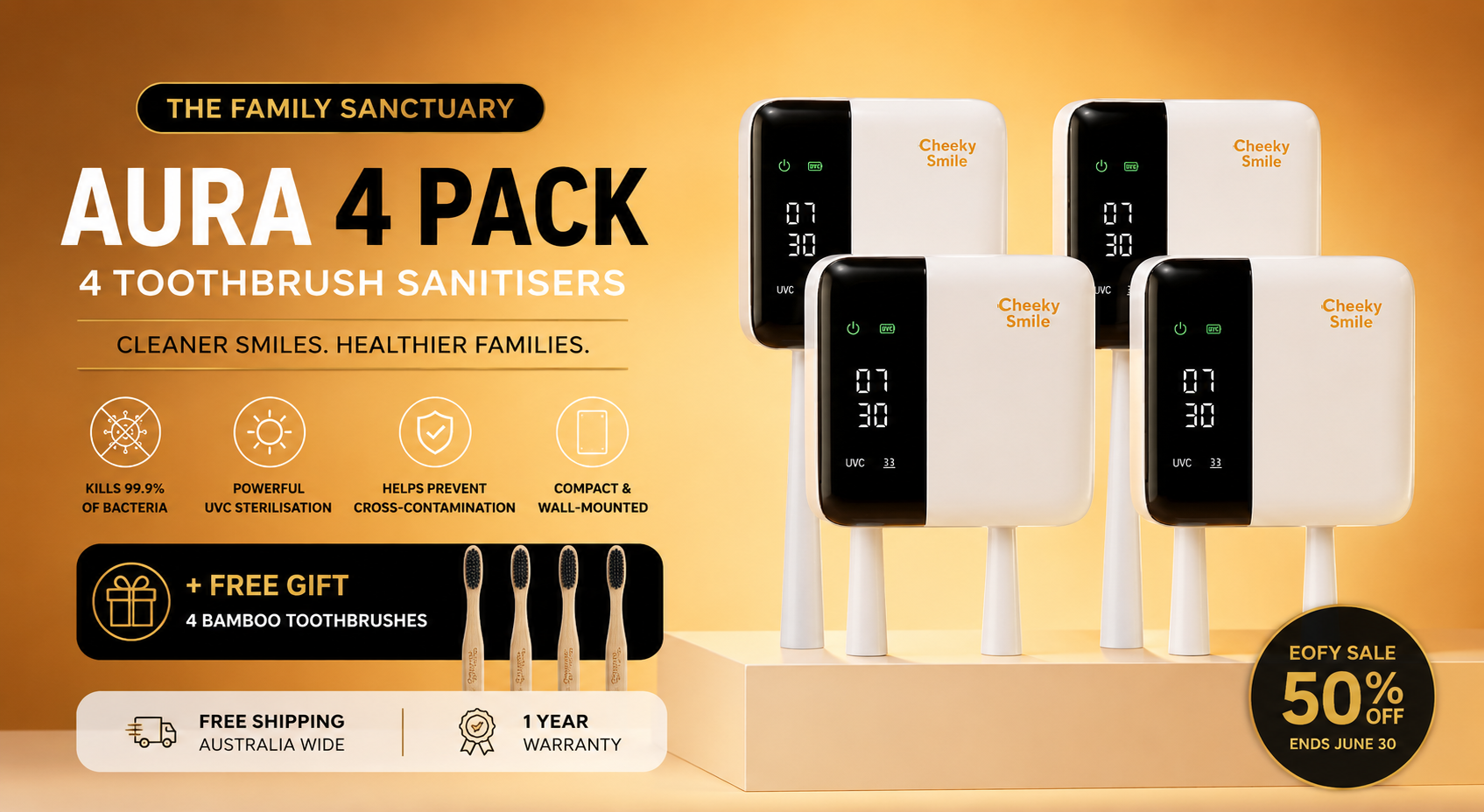 The Aura Family Sanctuary | 4 Pack Toothbrush Sanitisers